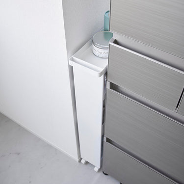 냉장고 및 세탁기 틈새 수납 슬림 이동형 트롤리 4단 타워