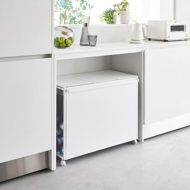 뚜껑 있는 이동형 분리수거 3단 쓰레기통 타워 45L