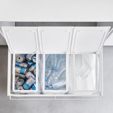 뚜껑 있는 이동형 분리수거 3단 쓰레기통 타워 45L